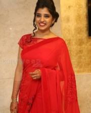 Actress Shyamala Red Saree Pictures