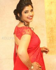 Actress Shyamala Red Saree Pictures