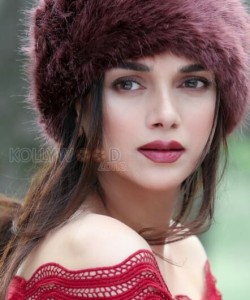 Aditi Rao Hydari in a Red Dress Fur Hat Photo 01