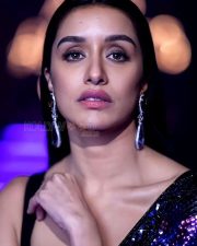 Adorable Actress Shraddha Kapoor in a Blue Embellished Saree with a Black Sleeveless Blouse Photos 04