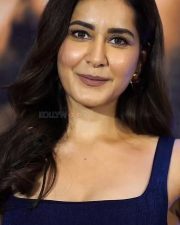 Adorable Raashi Khanna at the Special Screening of Raid 2 in a Blue Mini Dress Photos 01
