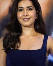 Adorable Raashi Khanna at the Special Screening of Raid 2 in a Blue Mini Dress Photos 02