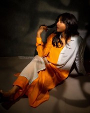 Aishwarya Lekshmi in an Orange White Kurta Pictures 02
