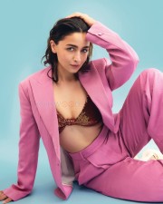 Alia Bhatt in a Brown Bra and Pink Dress Picture 01