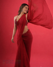 Alluring Actress Yashika Aannand in a Red Sheer Saree with Sequin Blouse Photos 01 Alluring Actress Yashika Aannand in a Red Sheer Saree with Sequin Blouse Photos 01