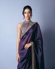 Alluring Ananya Panday in a Purple Bandhani Saree at Kesari 2 Premiere Show Photos 04