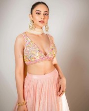 Alluring Rakul Preet Singh in a Blush Pink Yellow Embroidered Lehenga Photos 02