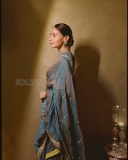 Alpha Actress Alia Bhatt in a Blue grey silk saree Photos 05 Alpha Actress Alia Bhatt in a Blue grey silk saree Photos 05