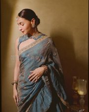 Alpha Actress Alia Bhatt in a Blue grey silk saree Photos 06 Alpha Actress Alia Bhatt in a Blue grey silk saree Photos 06