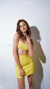 Ananya Panday in Yellow Leather Dress Photoshoot Stills 03