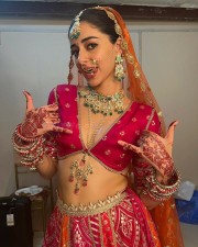 Ananya Panday in a Traditional Red Lehenga Dress Pictures 01