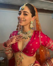 Ananya Panday in a Traditional Red Lehenga Dress Pictures 03