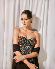 Attractive Ananya Panday in a Patola Corset Top and Bandhani Saree Skirt Pictures 01