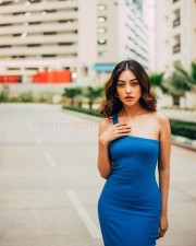 Attractive Anu Emmanuel in a Blue Dress Photoshoot Stills 01