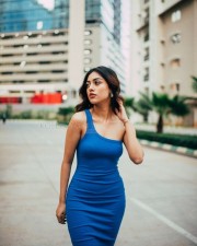 Attractive Anu Emmanuel in a Blue Dress Photoshoot Stills 03