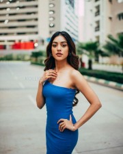 Attractive Anu Emmanuel in a Blue Dress Photoshoot Stills 04