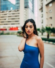 Attractive Anu Emmanuel in a Blue Dress Photoshoot Stills 05