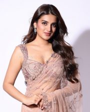 Attractive Nidhhi Agerwal in a Blush Pink Saree with a Matching Sleeveless Sequined Blouse Photos 10