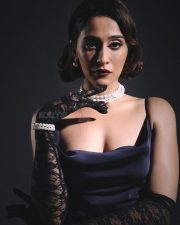 Attractive Regina Cassandra in a Stylish Black Long Dress with Lace Gloves Photos 03