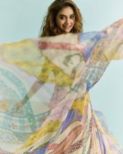 Beautiful Actress Keerthy Suresh in a Chic Bohemian Off Shoulder Corseted Bodice and Skirt Photos 05