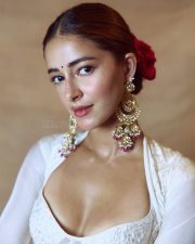 Beautiful Ananya Panday in an Ivory Anarkali Jacket Set Photos 02
