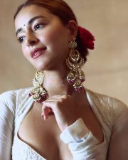Beautiful Ananya Panday in an Ivory Anarkali Jacket Set Photos 03 Beautiful Ananya Panday in an Ivory Anarkali Jacket Set Photos 03