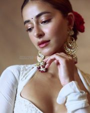 Beautiful Ananya Panday in an Ivory Anarkali Jacket Set Photos 05