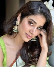 Beautiful Janhvi Kapoor in a Pista Green Silk Saree Photos 04