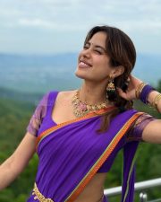 Beautiful Janhvi Kapoor in a Purple Half Saree Photos 01