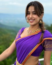Beautiful Janhvi Kapoor in a Purple Half Saree Photos 02