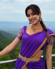Beautiful Janhvi Kapoor in a Purple Half Saree Photos 03