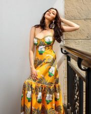 Beautiful Kajal Aggarwal in a Yellow Floral Dress Pictures 01
