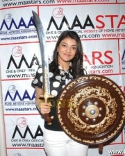 Kajal Aggarwal 36 Beautiful Kajal In Magadheera Sword And Shield Auction Event Photos