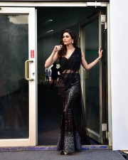 Beautiful Karishma Tanna in a Black Georgette Embellished Saree Photos 02