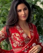 Beautiful Katrina Kaif in a Red Floral Saree Pictures 03