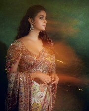 Beautiful Keerthy Suresh in a Multicolored Phulkari Inspired Saree Photos 05