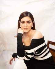Beautiful Kriti Sanon in a Black and White Ribbed Knit Bodycon Dress Photos 01 Beautiful Kriti Sanon in a Black and White Ribbed Knit Bodycon Dress Photos 01