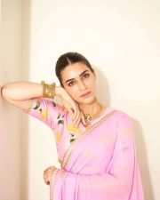 Beautiful Kriti Sanon in a Pink Saree with Floral Blouse Photos 01 Beautiful Kriti Sanon in a Pink Saree with Floral Blouse Photos 01