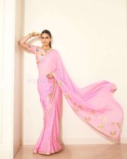 Beautiful Kriti Sanon in a Pink Saree with Floral Blouse Photos 03 Beautiful Kriti Sanon in a Pink Saree with Floral Blouse Photos 03