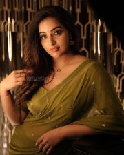 Beautiful Malavika Menon in a Soft Green Saree Photos 01