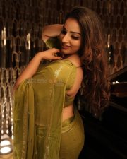Beautiful Malavika Menon in a Soft Green Saree Photos 04 Beautiful Malavika Menon in a Soft Green Saree Photos 04