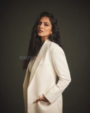 Beautiful Malavika Mohanan in an Off White Bralette with a See Through Top and Trench Coat with White Pants Photos 02 Beautiful Malavika Mohanan in an Off White Bralette with a See Through Top and Trench Coat with White Pants Photos 02