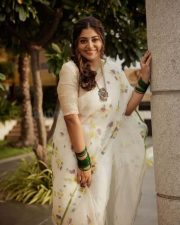 Beautiful Manjima Mohan Onam Saree Photos 06