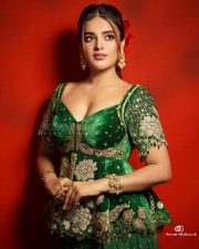 Beautiful Nidhhi Agerwal in a Printed Embroidered Velvet Peplum Sharara Set Photos 01