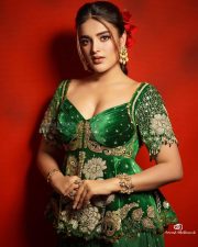 Beautiful Nidhhi Agerwal in a Printed Embroidered Velvet Peplum Sharara Set Photos 04