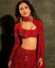 Beautiful Nushrratt Bharuccha in a Golden Embroidered Red Lehenga Pictures 05