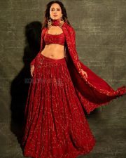 Beautiful Nushrratt Bharuccha in a Golden Embroidered Red Lehenga Pictures 08