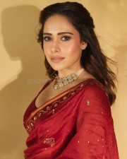 Beautiful Nushrratt Bharuccha in a Red Saree Photos 01