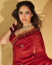 Beautiful Nushrratt Bharuccha in a Red Saree Photos 02
