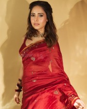 Beautiful Nushrratt Bharuccha in a Red Saree Photos 04